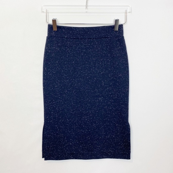 Madewell Column Skirt Side Slit Speckled Navy XS